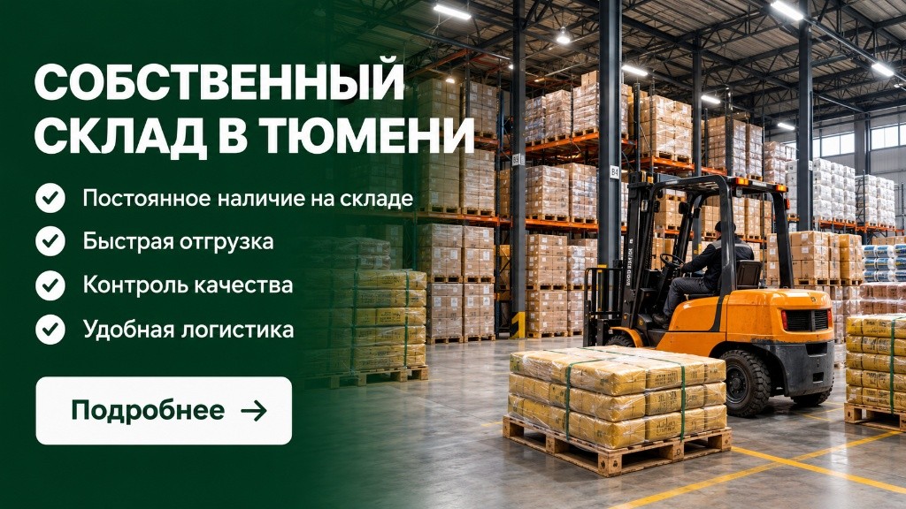 Собственный склад в Тюмени: постоянное наличие, быстрая отгрузка, контроль качества